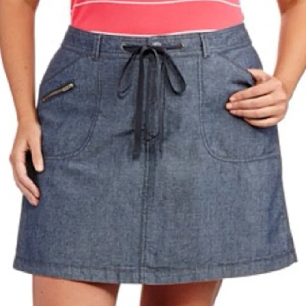 Chambray Skort Tie Waist Chambray Denim Style Shorts Skirt White Stag Size 14
